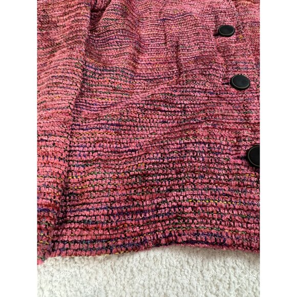 Lynn Yarrington Womens Button Up Woven Knit Blazer Cardigan Sweater Pink Red S - Picture 3 of 6